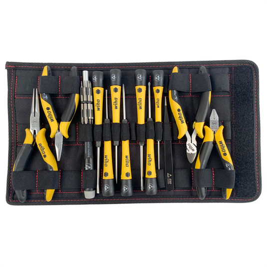 Wiha Tools 26 Piece ESD Safe PicoFinish Precision Screwdrivers Pliers and Bits Set with Heavy Duty Velcro Pouch