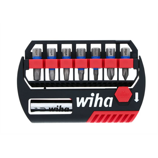 Wiha Tools Wiha TerminatorBlue Impact 8-Piece Bit Case. 1"" alloy steel bits and magnetic bit holder.