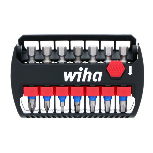 Wiha Tools TerminatorBlue Impact 7-Piece Bit Buddy 2"" alloy steel bits.