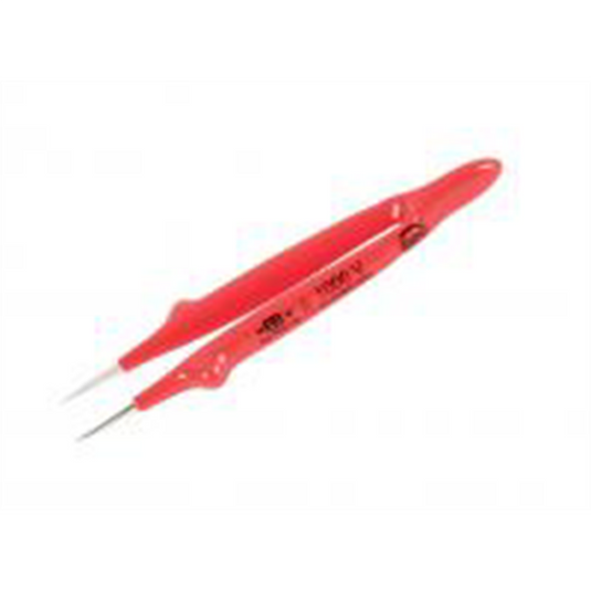 Wiha Tools Insul. Tweezers Serrated; Straight Fine 130mm Oal (5"")