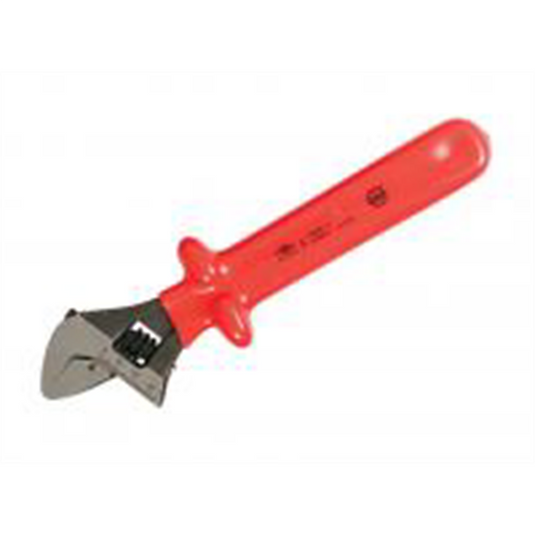 Wiha Tools Insul. Adjustable 8"" Wrench w/ slip guard handle for added protection. Etched on scale for pre-setting size.
