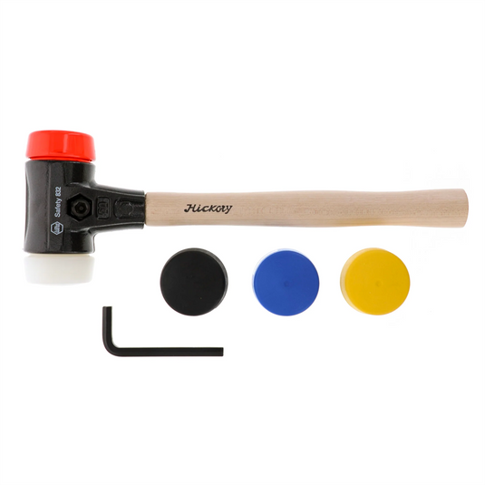 Wiha Tools Malleable Cast Iron Split Head Mallet Set; 7 Piece. Set includes Heavy duty mallet housing; Hickory handle five 50mm faces.
