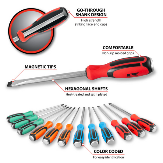 Performance Tools 12 pc. Go-Thru Screwdriver Set
