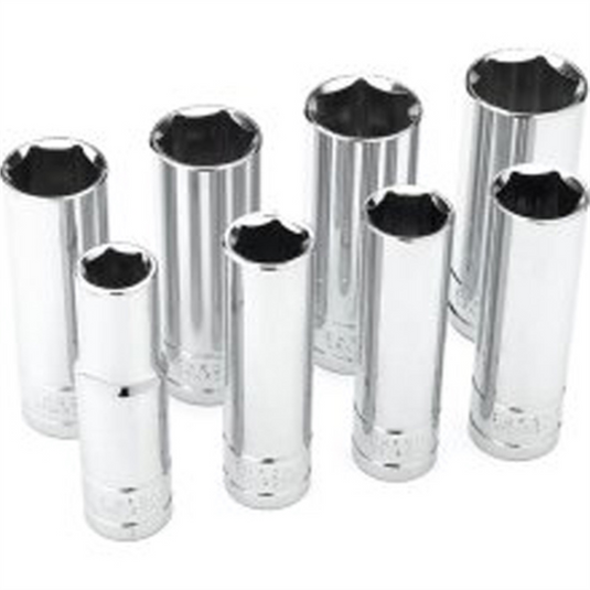 Wilmar Corp. / Performance Tool 8 Pc 1/2'' Dr SAE Deep Skt Set
