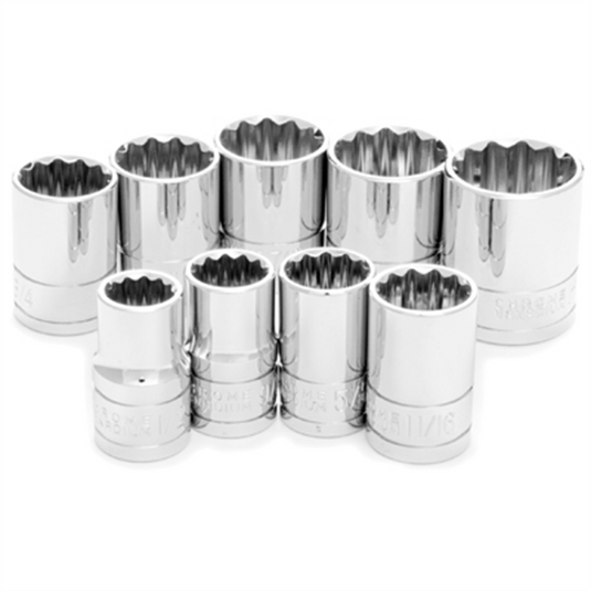 Wilmar Corp. / Performance Tool 9 Pc 1/2'' Dr 12pt SAE Skt Set