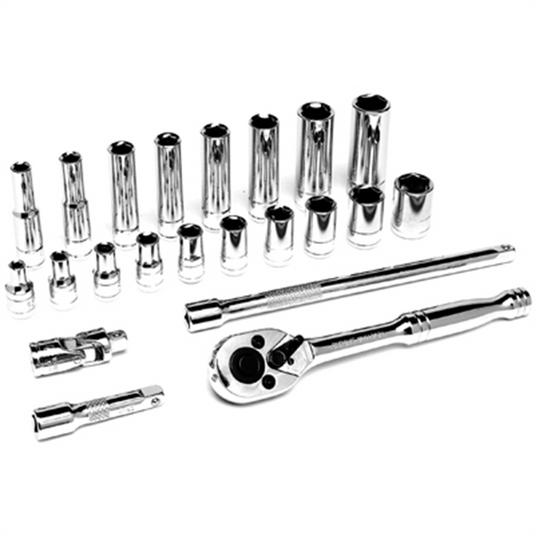 Wilmar Corp. / Performance Tool 22PC. SAE 1/4"" DR. SOCKET SET W/PRO STYLE RATCHET
