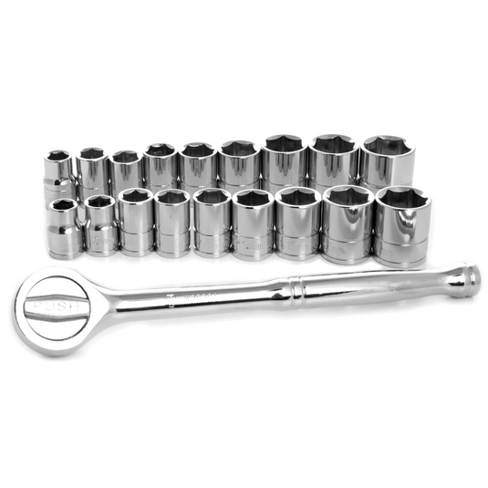 Wilmar Corp. / Performance Tool 19 PC SAE / METRIC SOCKET SET WITH RATCHET