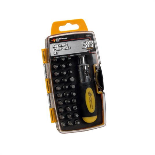 Wilmar Corp. / Performance Tool Ratcheting Screwdriver Set; 38-Piece; Stubby Drive
