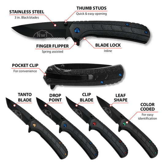 Wilmar Corp. / Performance Tool 4 pk. Assisted Open Pocket Knife Set