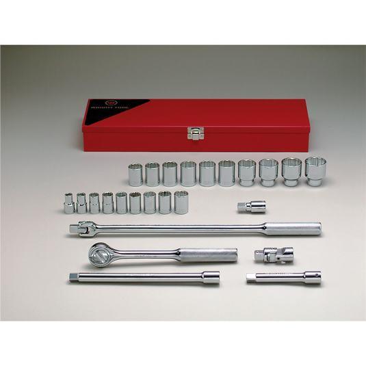 Wright Tool 1/2""Dr 12Pt Std Skt Bx Set 25P