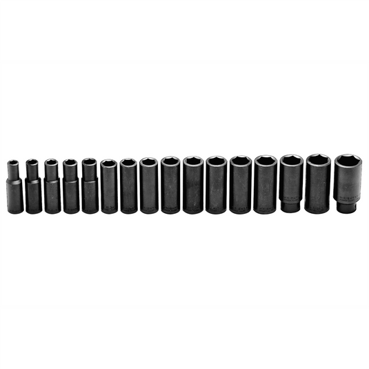 Wright Tool 16 Piece 1/2"" Dr 6pt. Metric Deep Impact Sockets