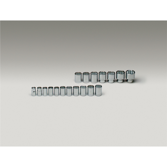 Wright Tool 1/2""Dr 12Pt Std MM Skt Set 18P