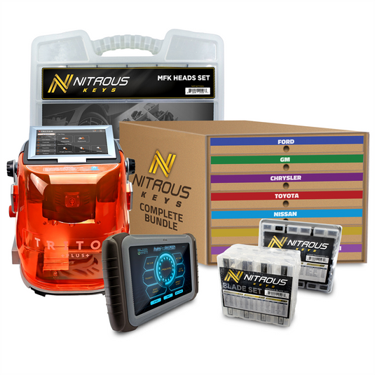 Xtool USA Complete Keymaking System with AutoProPAD G2 (Triton PLUS Key Cutting Machine (Automotive Edition); Nitrous Keys Remotes Complete Bundle; Full MFK Set)