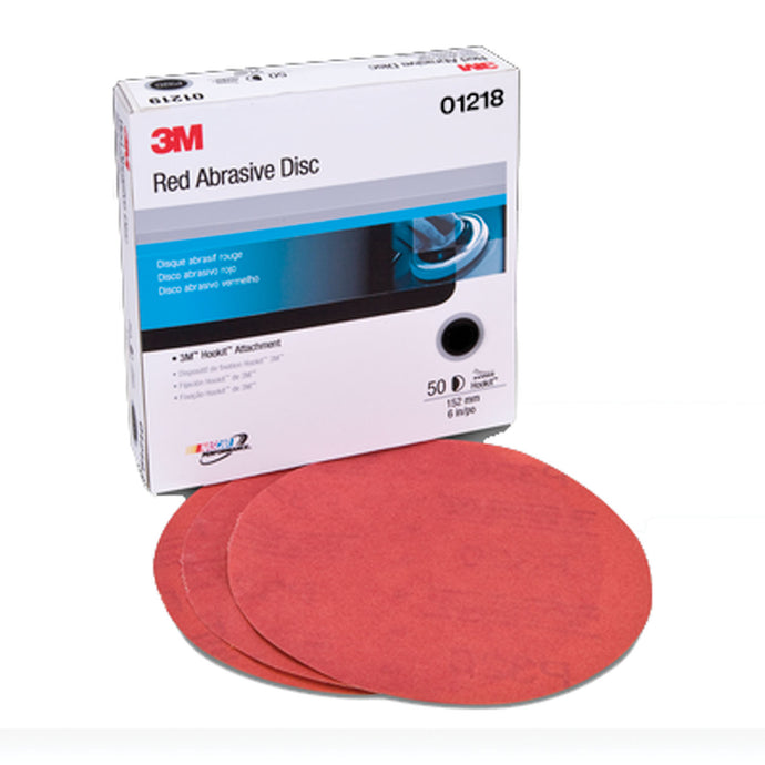 Hookit™ Red Abrasive Disc, 01218, 6 in, P400, 50 discs per carton, 6 cartons per case