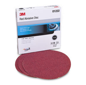 Red Abrasive Hookit™ Disc, 6 in, P180, 50 discs per box
