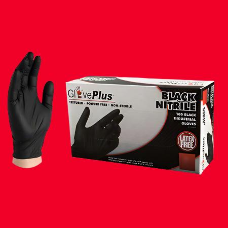 M GlovePlus P/F, Textured Black Nitrile Gloves