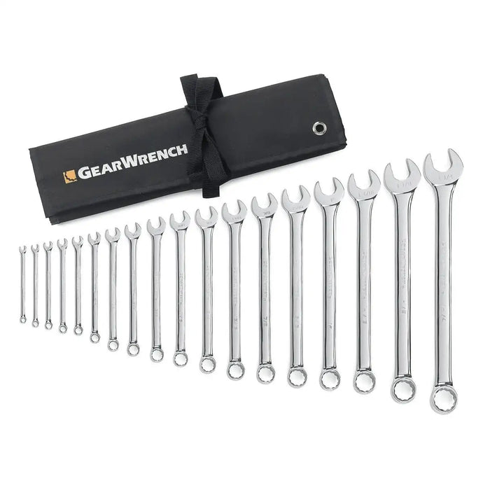 GearWrench 18 Pc. 12 Point Long Pattern Combi SAE Wrench Set