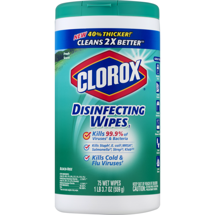 Clorox Disinfecting Wet Wipes, Fresh Scent, 75 counts