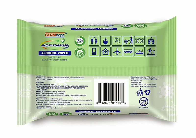 Load image into Gallery viewer, Germisept Multi-Purpose Alcohol Wipes, 50/Pack , FDA Approved!!!
